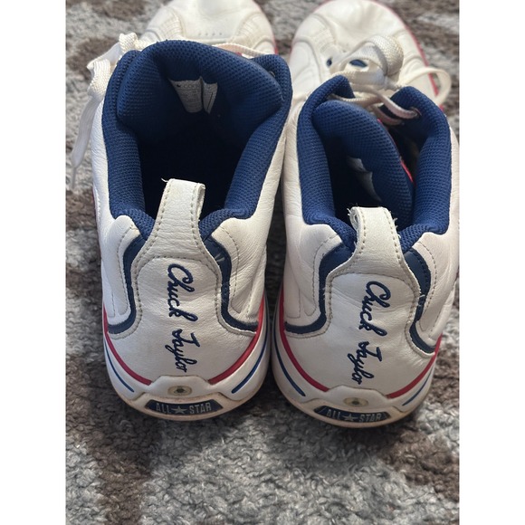 Converse Chuck Taylor All Star Leather Sneakers White Red Blue - Picture 3 of 8